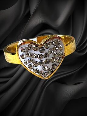 Sparkling Crystal Heart Stainless Steel Ring - Various Sizes Available